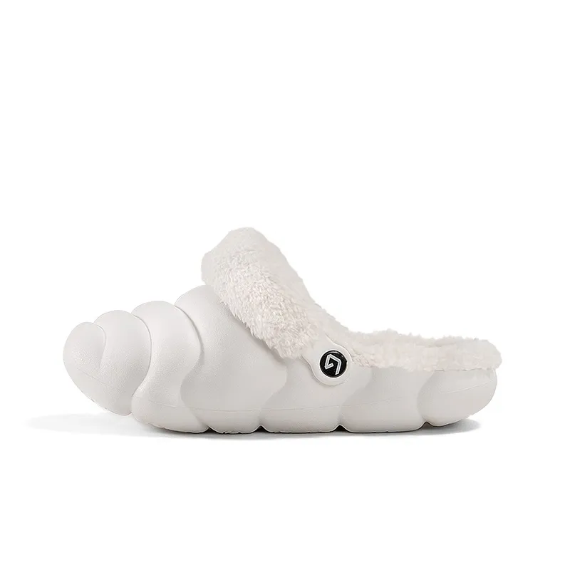 GOTO Shar Pei Пушистые тапочки Домашние тапочки Женские Радужный белый