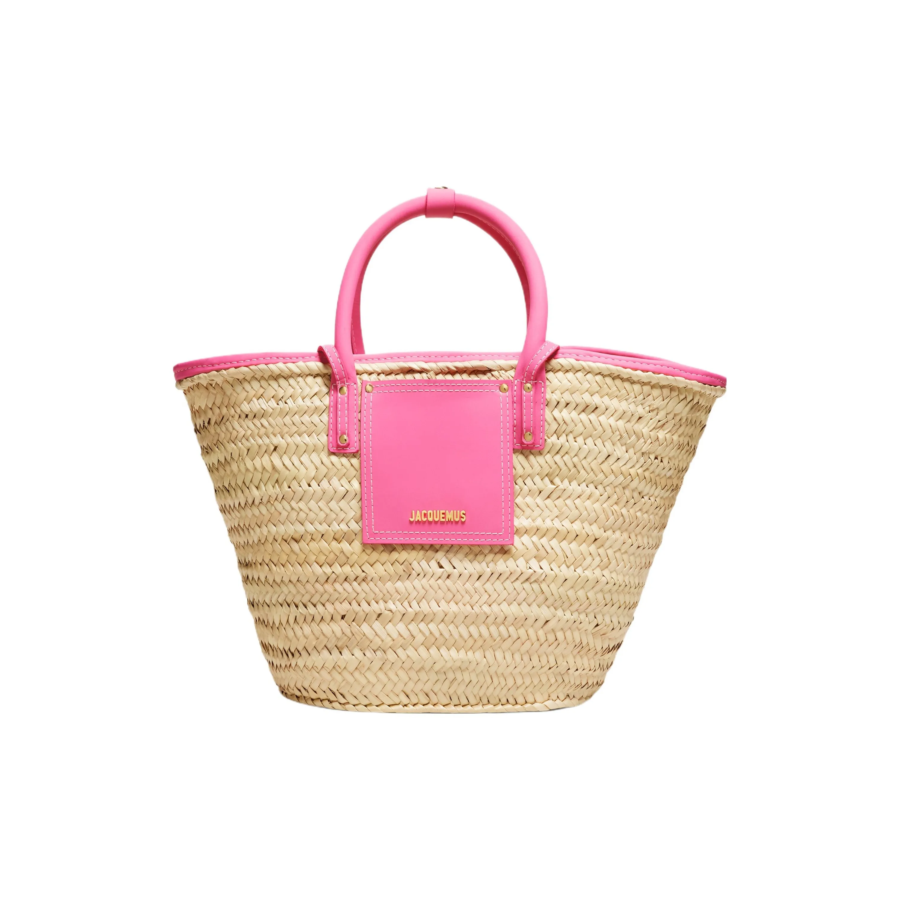 Jacquemus Palm Leaf With Cow Leather Beach Basket Bag, Shoulder Bag, Crossbody Bag, Handbag Women's Pink