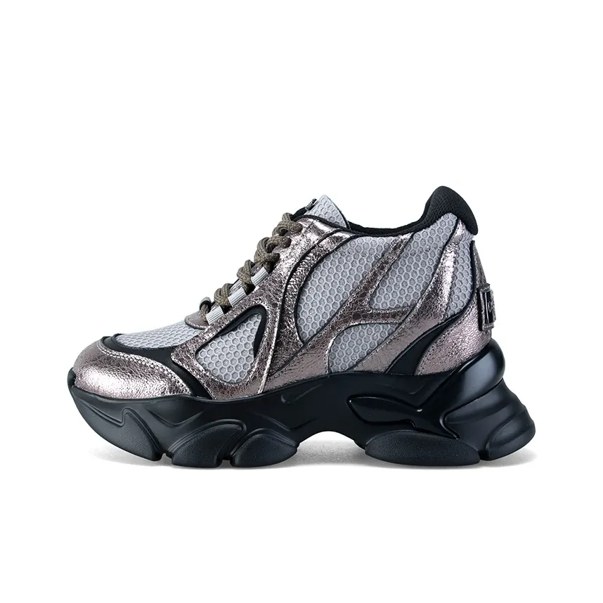 IiJin Low Top Chunky Sneakers Women's Black Gold