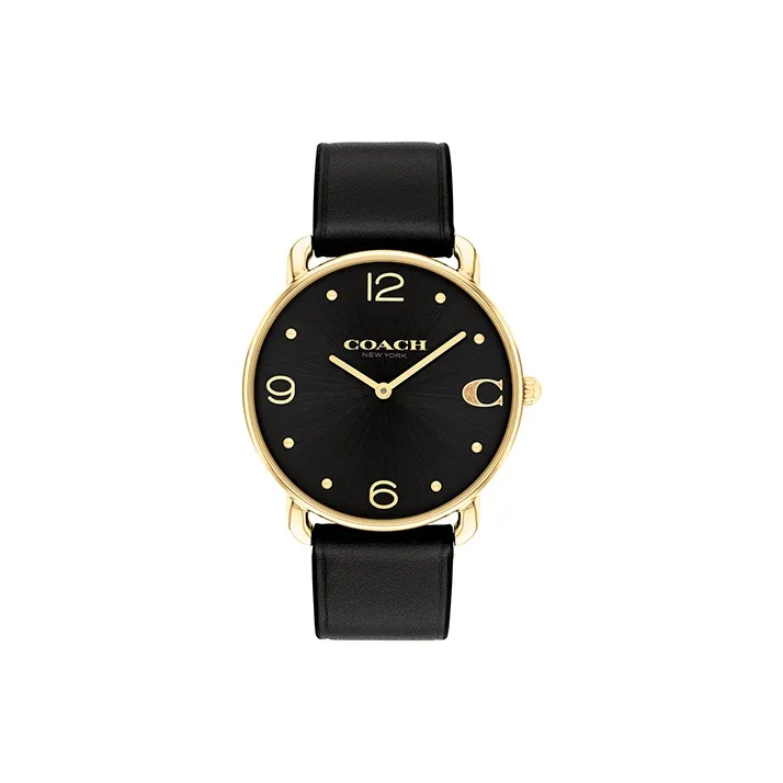 COACH ELLIOT Collection Женские часы Кварцевый механизм Коровья кожа Ремешок 36 мм Черный циферблат