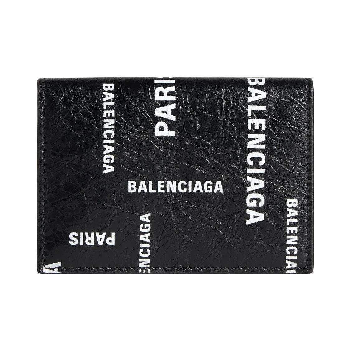 Balenciaga Allover Logo Printed Coin Mini Wallet
