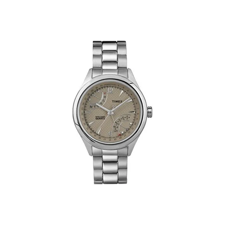 TIMEX T Series Мужские часы Кварцевый механизм Ремешок из нержавеющей стали 42 мм Кофейная циферблат Часы Мужские