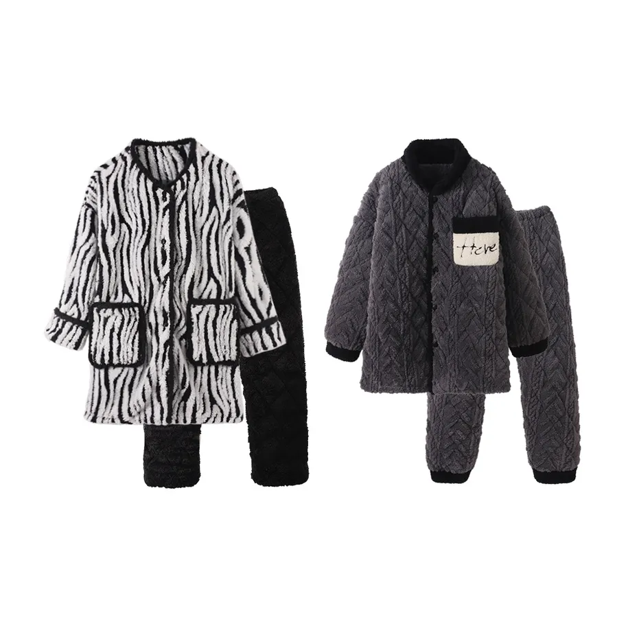 Chun Xi Пижамный комплект Унисекс Зебра с принтом Пасмурно-серый