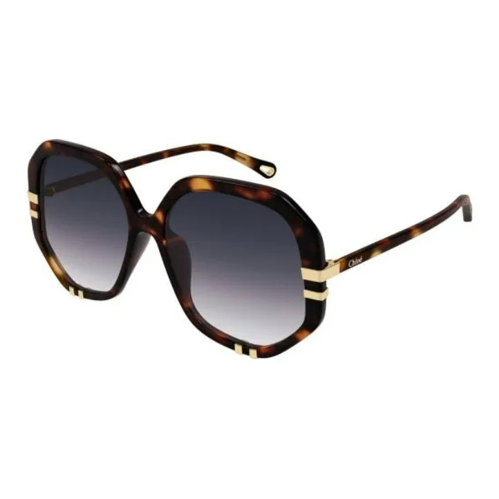 Chloe Acetate Irregular Shape Sunglasses Women's Dark Brown