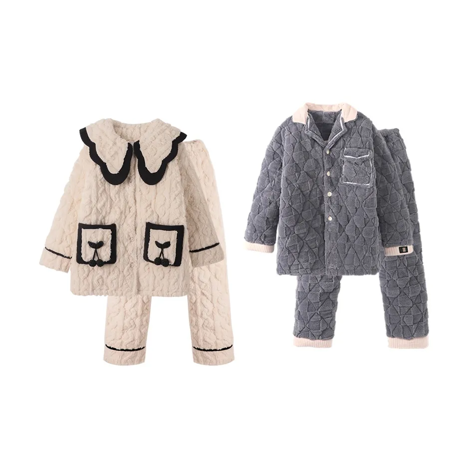 Chun Xi Пижамный комплект Унисекс Снежно-белый Туманно-синий