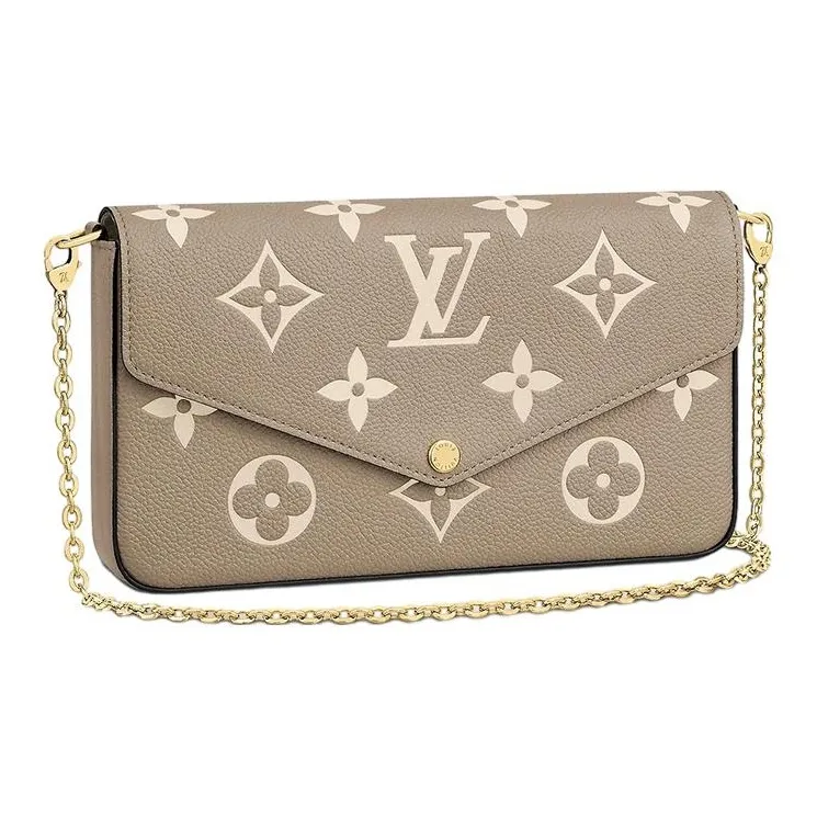 LOUIS VUITTON Women's Felicie Pochette Chain Shoulder Bag Cream Gray