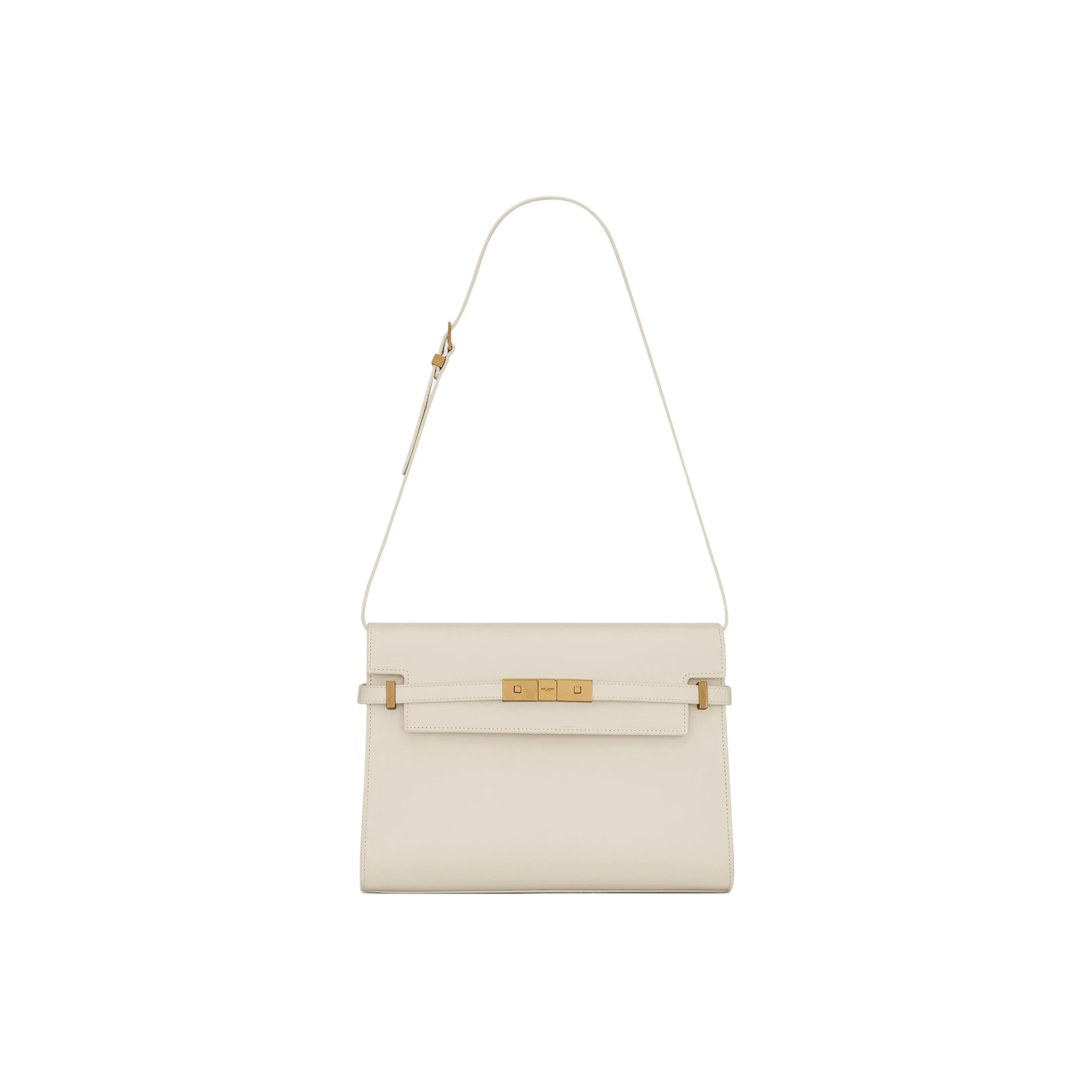 SAINT LAURENT MANHATTAN Cow Leather Crossbody Bag, Shoulder Bag Women's Vintage White