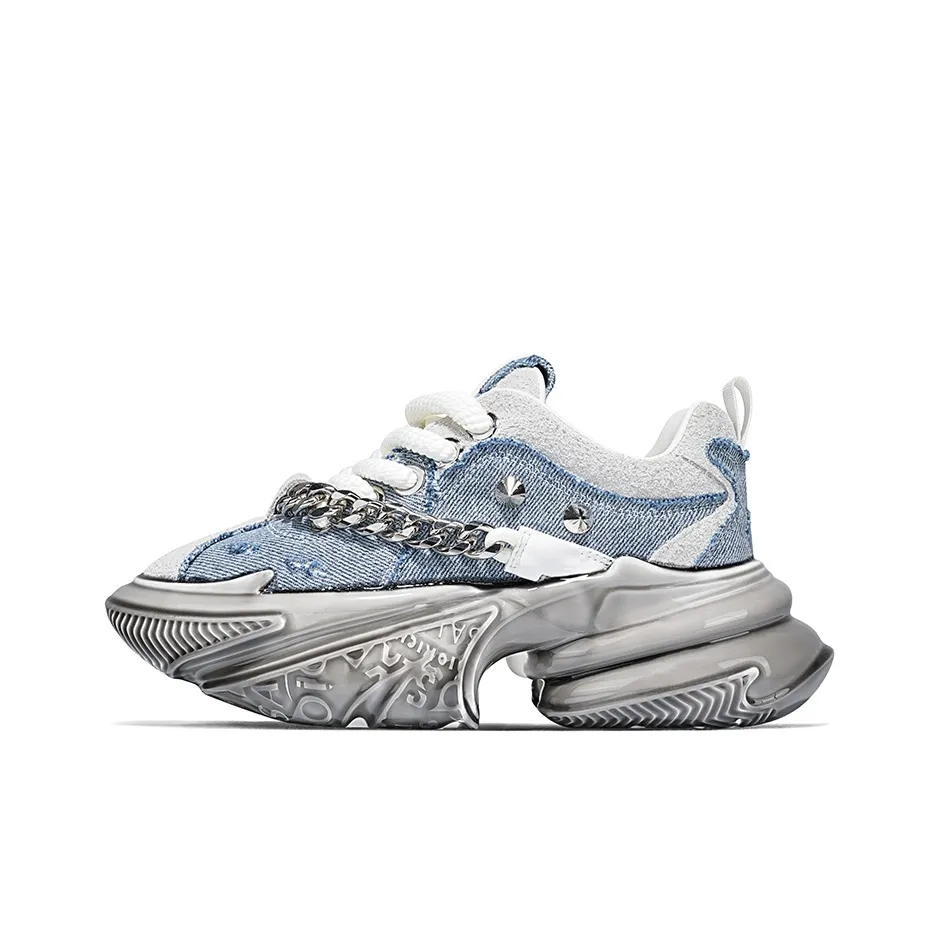 SALAXI Wear Resistant Height Increasing Low Top Casual Shoes Unisex Blue