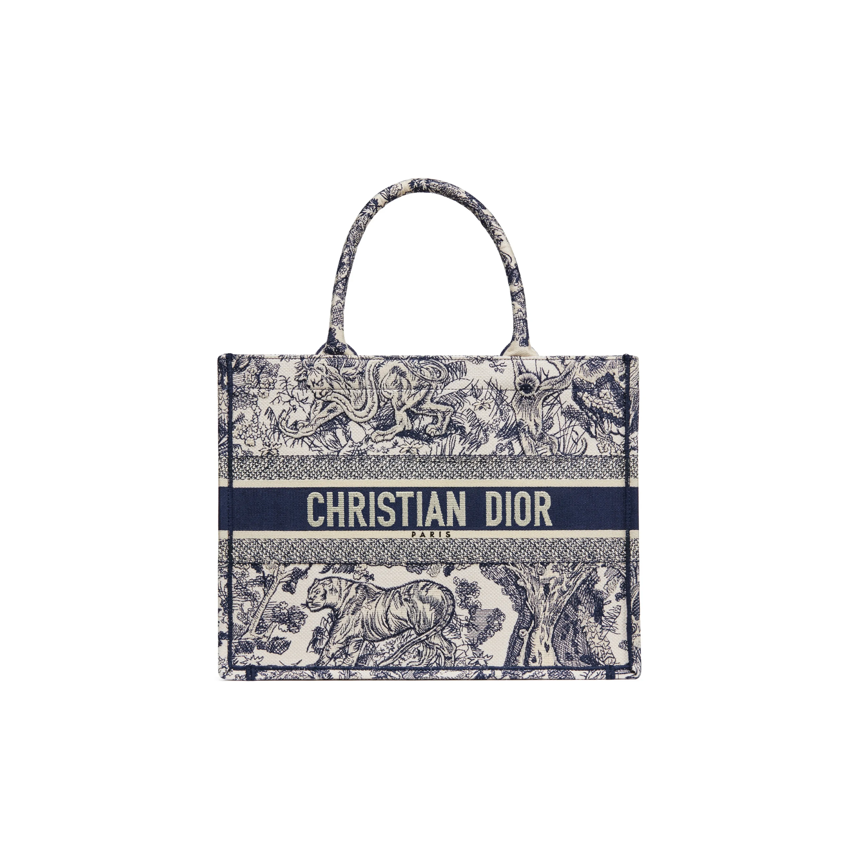 DIOR BookTote Embroidery Tote Bag Shopping Bag Shoulder Bag Handbag Medium Size Women's Blue