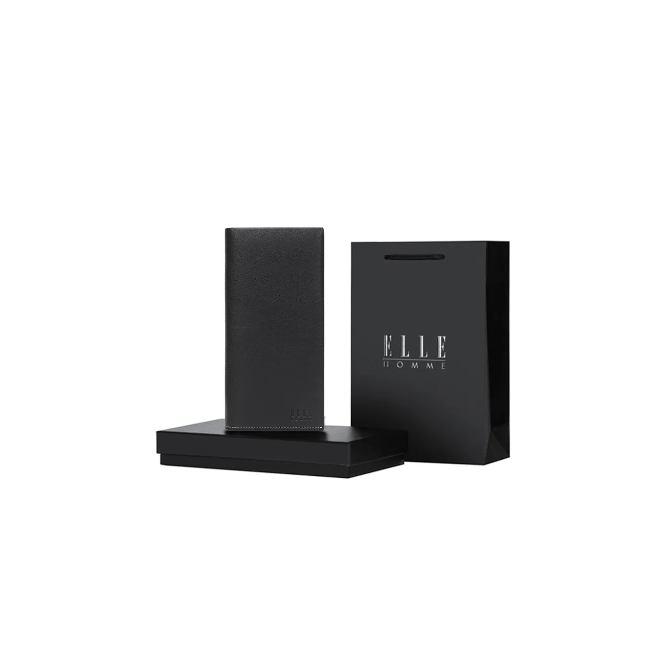 ELLE HOMME Top Grain Cow Leather Ticket Clip Wallet Regular Men's Black