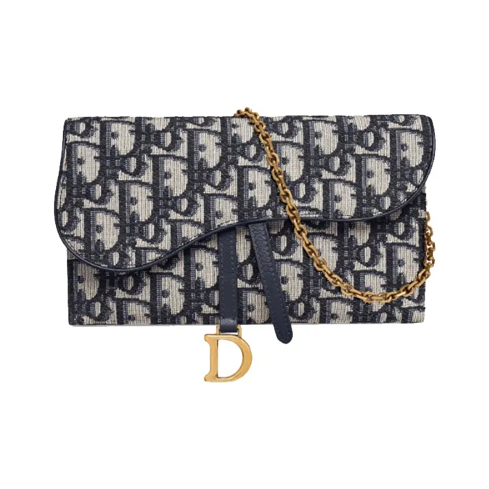 DIOR Saddle Cow Leather Combo Bag Saddle Bags Handheld Shoulder Bag Crossbody Bag Wallet Women's Denim Blue