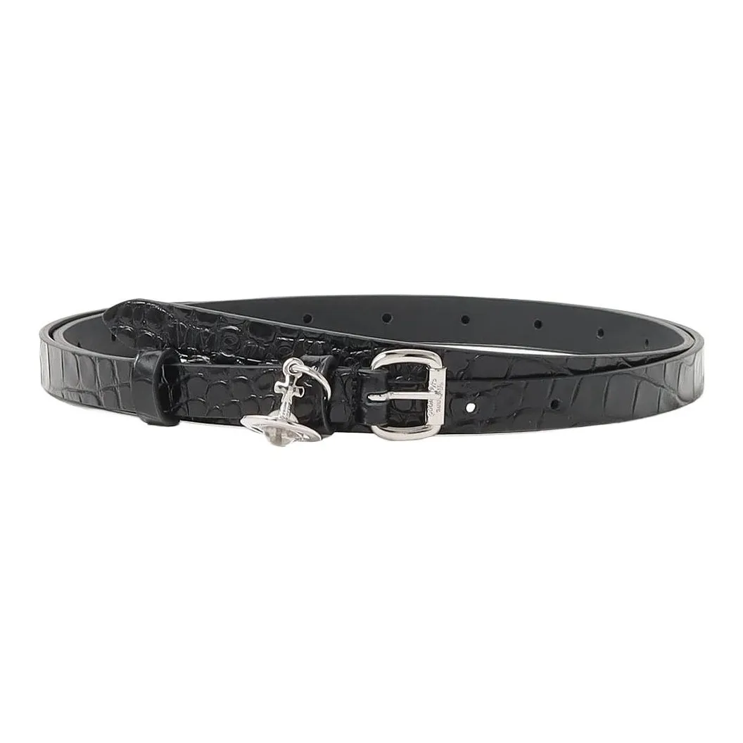 Vivienne Westwood Cow Leather Belts Women's Black Width 1.5CM