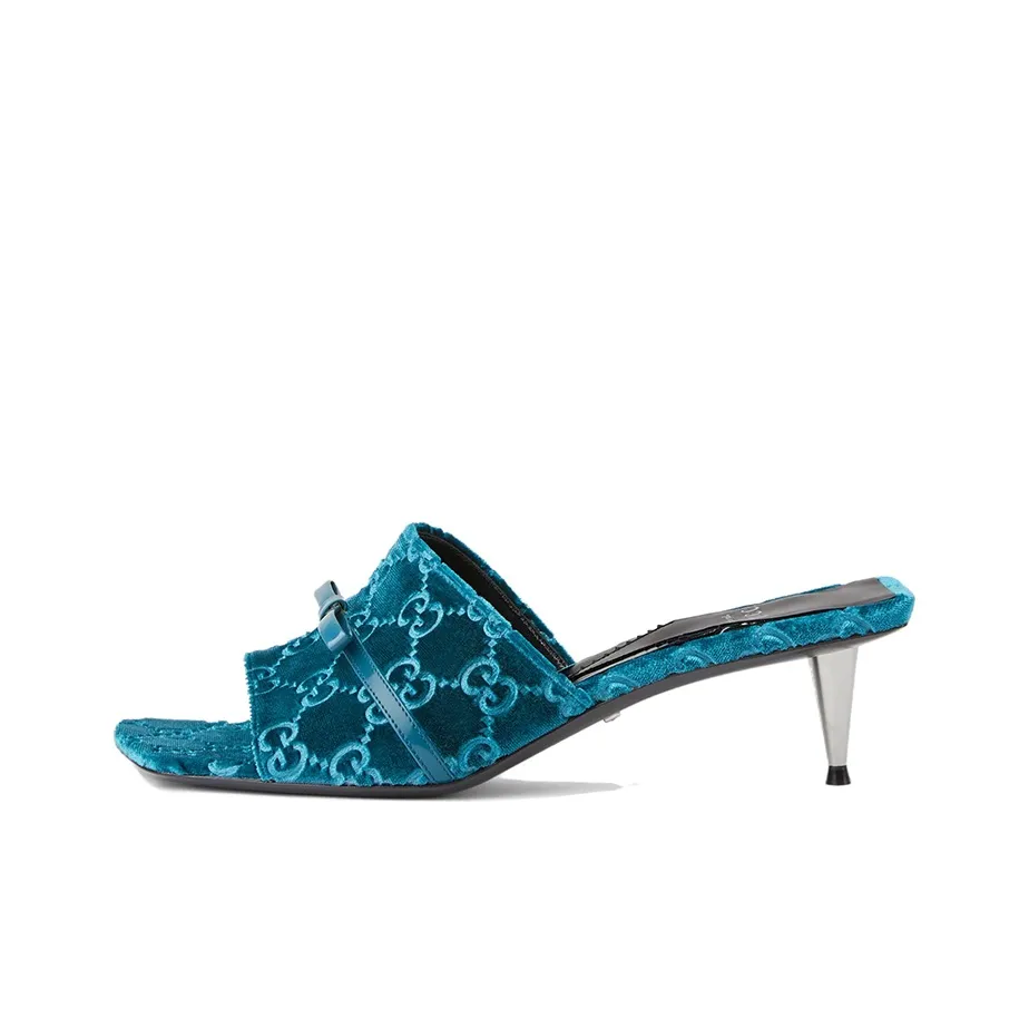GUCCI Rubber Sole Slide Slippers Women's Blue