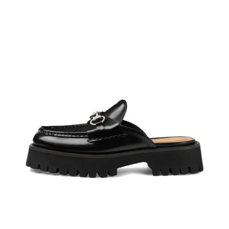 GUCCI Horsebit Leather Loafer Mules