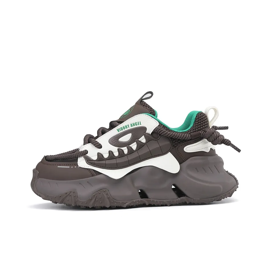 VIDORY ANGEL Shark No.1 Амортизаторы Ущетинистый противоскользящий низкий топ кроссовки с толстой подошвой Мужской Коричневый
