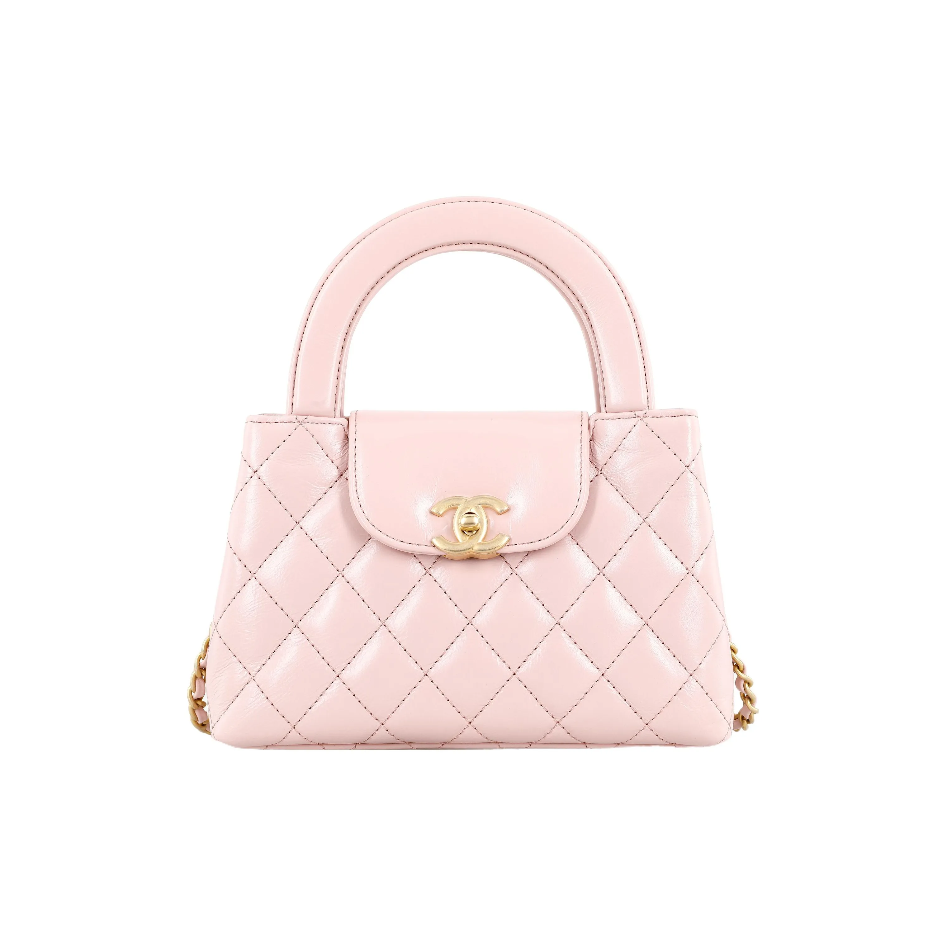 CHANEL Calfskin Crossbody One Shoulder Handbag Mini Women's Light Pink