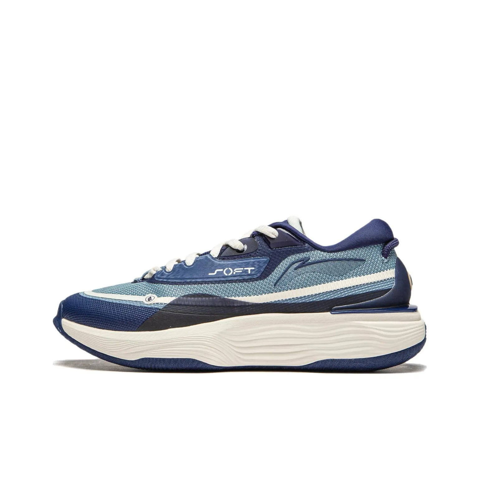 LiNing SOFT WARM Anti Slip Wear Resistant Low Top Casual metallic shoes Men's Soft Grey Blue Dark Ship Blue