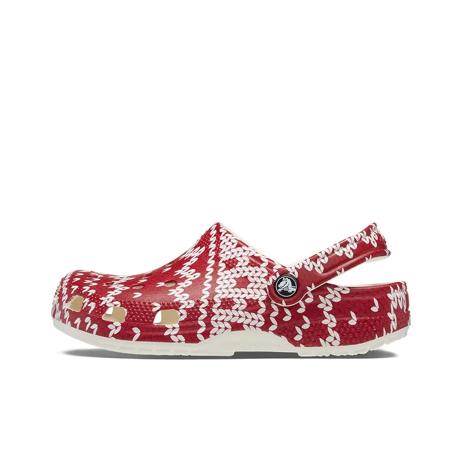 Crocs Classic Holiday Sweater Graphic 'Red White' Women's