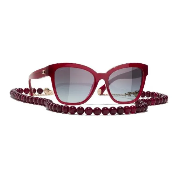 CHANEL Acetate Irregular Shape Sunglasses Women's Purple