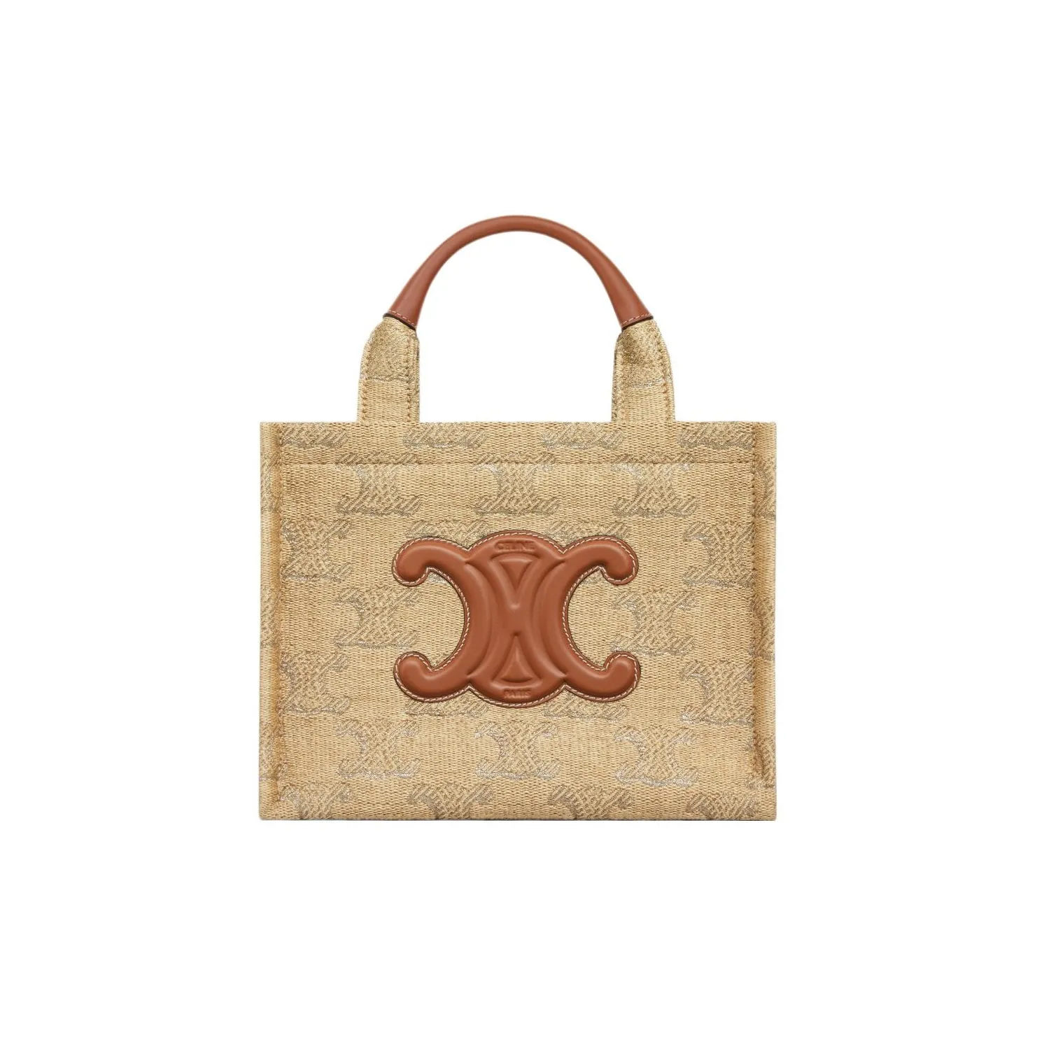 CELINE Cabas Thais Fabric Tote Bag, Shopping Bag, Handbag Trumpets Women's Natural & Camel