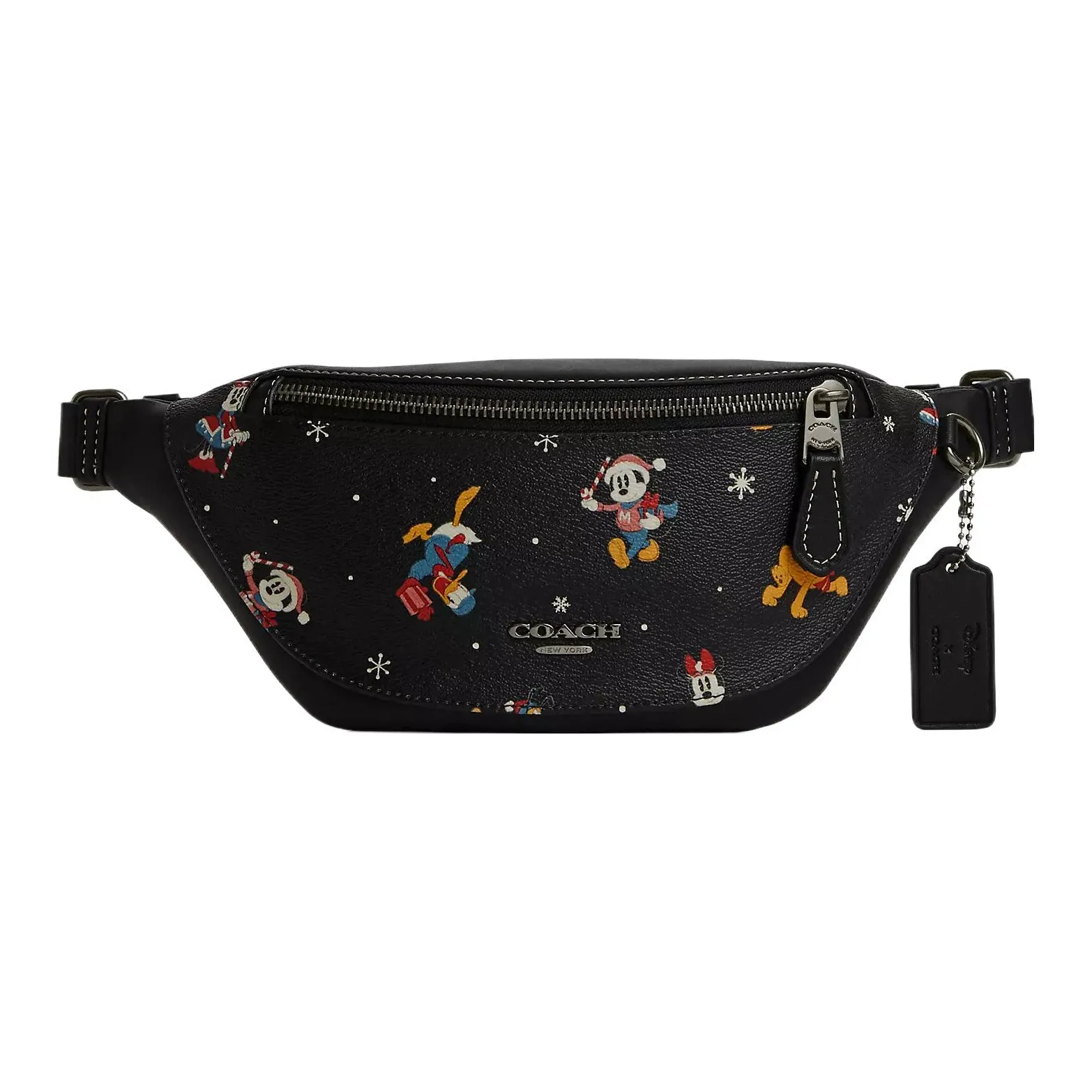 COACH Warren Coated Canvas And Smooth Calfskin Sling Bag Shoulder Bag Crossbody Bag Fanny Pack Large Size Women's Black