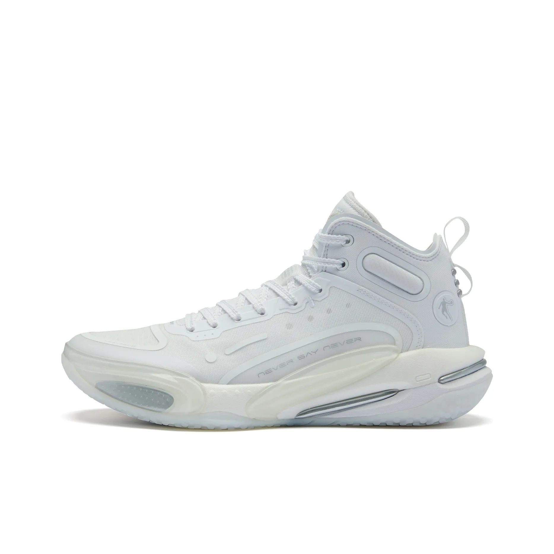 QIAODAN Poisonous Tooth REV Basketball Shoes Men's Low Top Silvery White