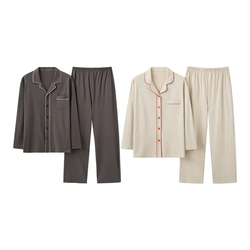 Lanza Pajama Set Unisex Beige Apricot Gray/Rock Gray