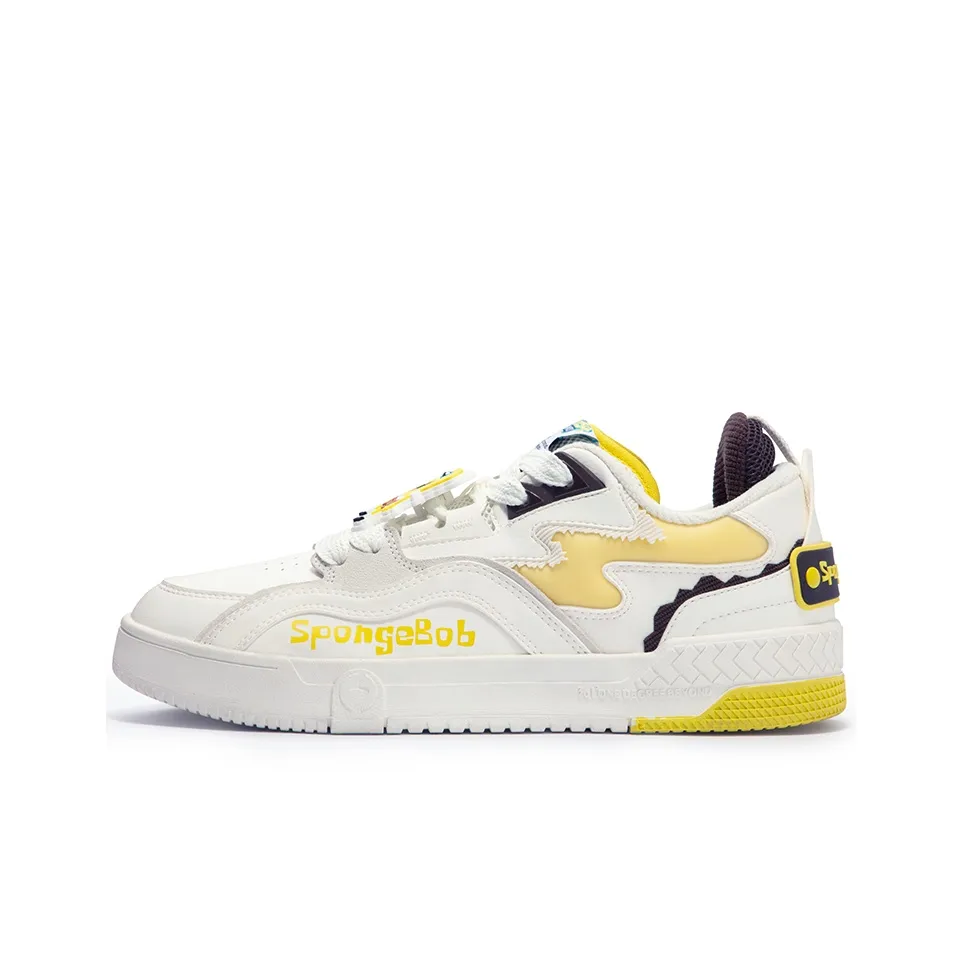 361° X SpongeBob SquarePants Co branded Series Skateboard Shoes Men's Low Top Feather White/Acid Yellow