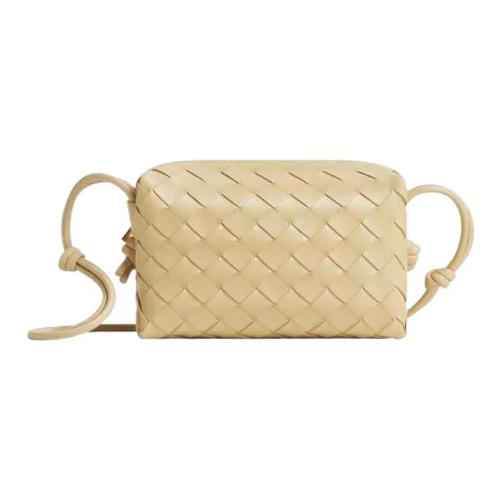 Bottega Veneta LOOP Sheepskin Camera Bag, Handheld Shoulder Bag, Crossbody Bag Mini Women's Oat