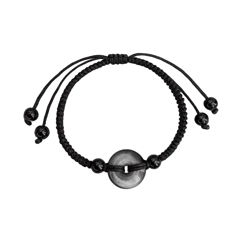 MAGICPOLE Серебряный SHEEN Обсидиан Ткань Шнурки для браслетов Мужской Черный