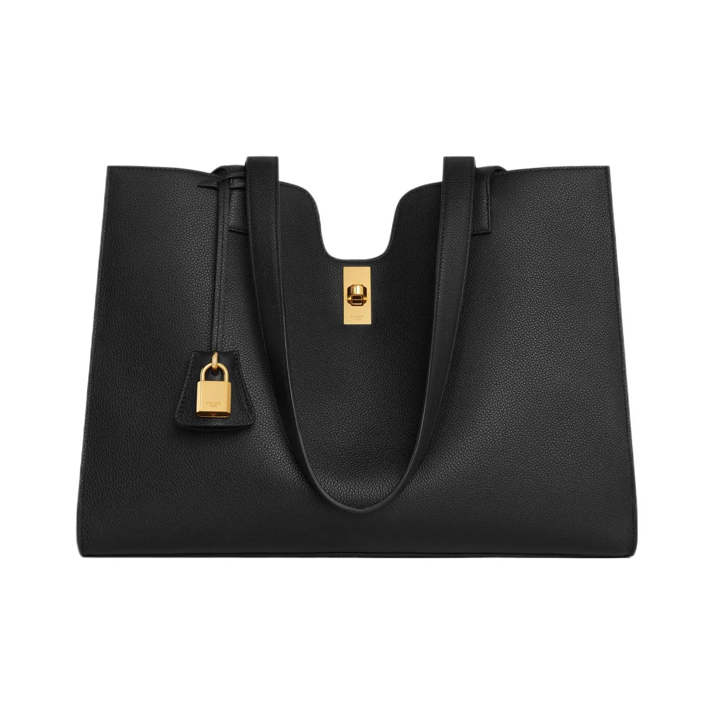 CELINE Cabas Soft Grain Cow Leather Handbag, Shoulder Bag Women's Black