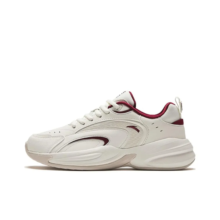 Anta ACE Shock Absorbers With Slip Resistant Features Low Top Chunky Sneakers Women's White Red