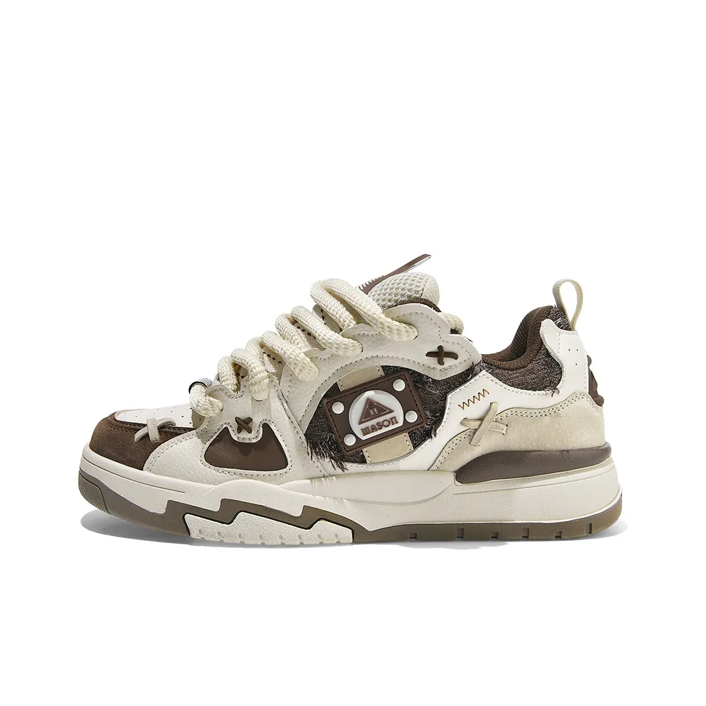 Masongarments Wear-resistant And Lightweight Low-Top Skateboard Shoes Unisex Misty Brown White Box Limited Edition