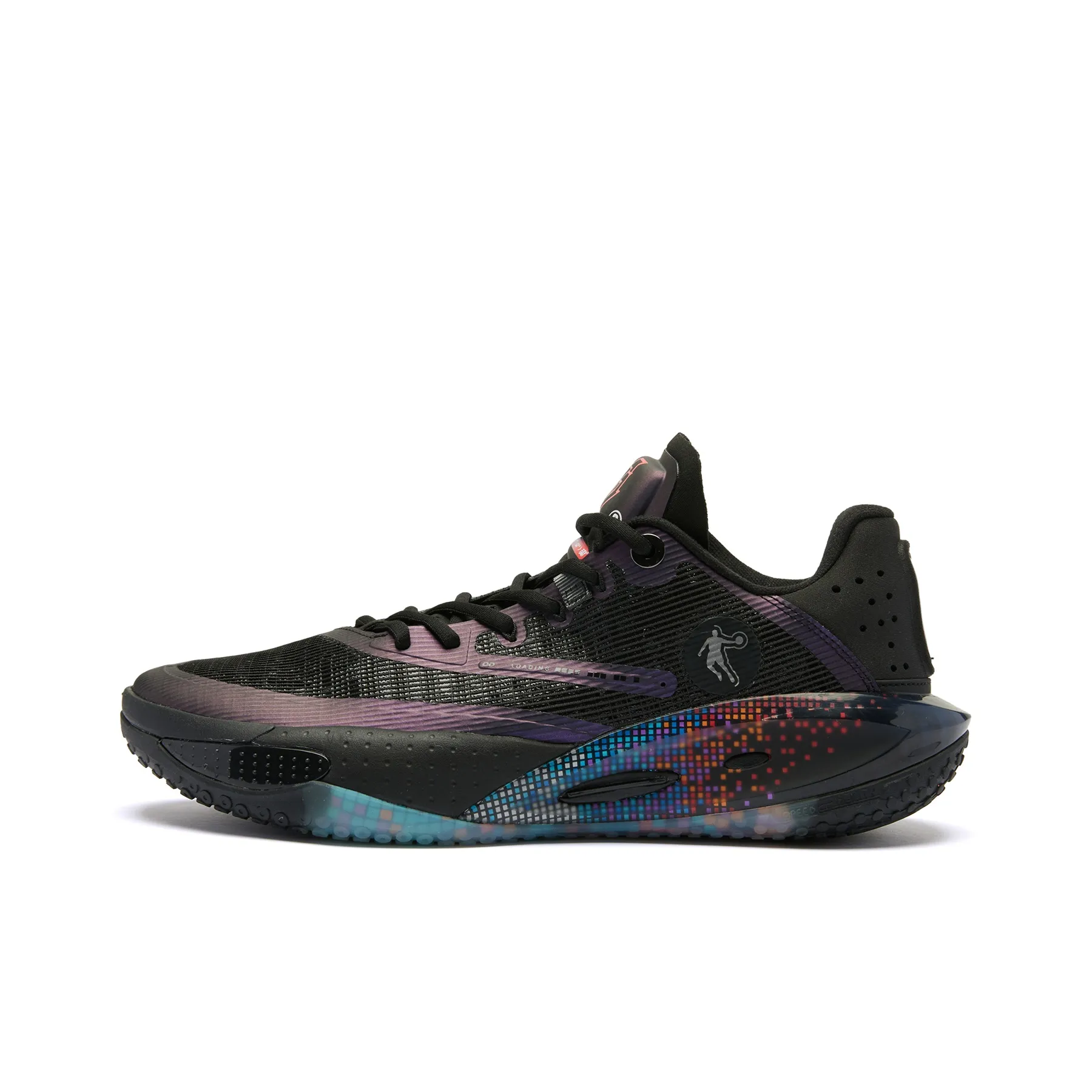 QIAODAN Sharp RISE Pixel Cushioning Anti Slip And Wear Resistant Low Top Basketball Shoes Men
s Black Blue