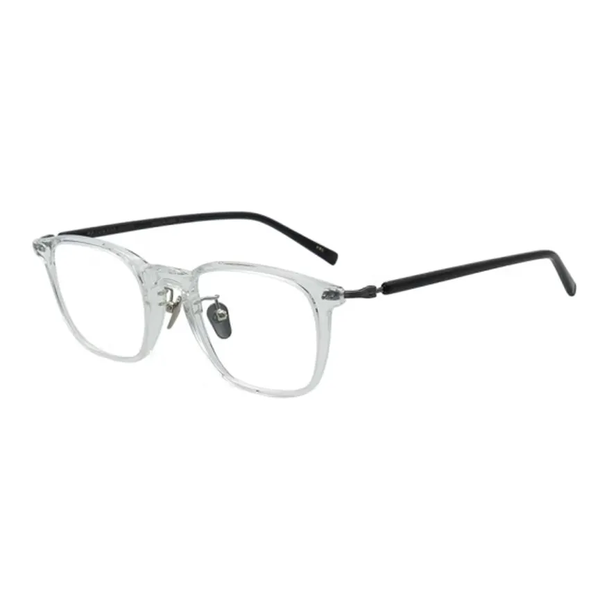 MASUNAGA Titanium Plate Frame Irregular Shape Eyeglass Frames Unisex Transparent Frame With Black Temple