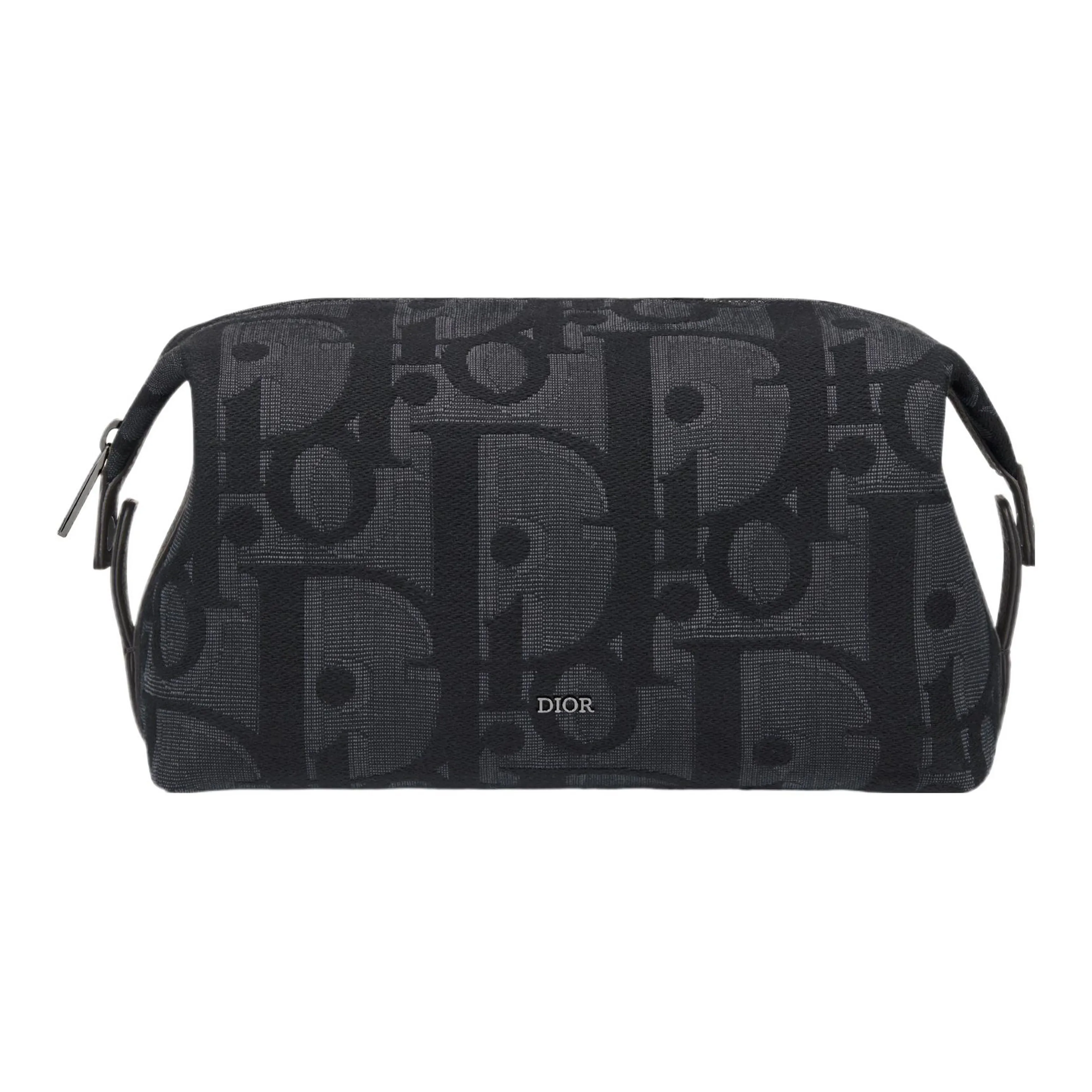 DIOR Extra Large Oblique Printed Fabric Toiletry Bag Regular Men's Black