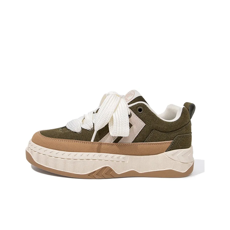Feiyue Low-Top Skateboard Shoes Women's Army Green/Earth Yellow
