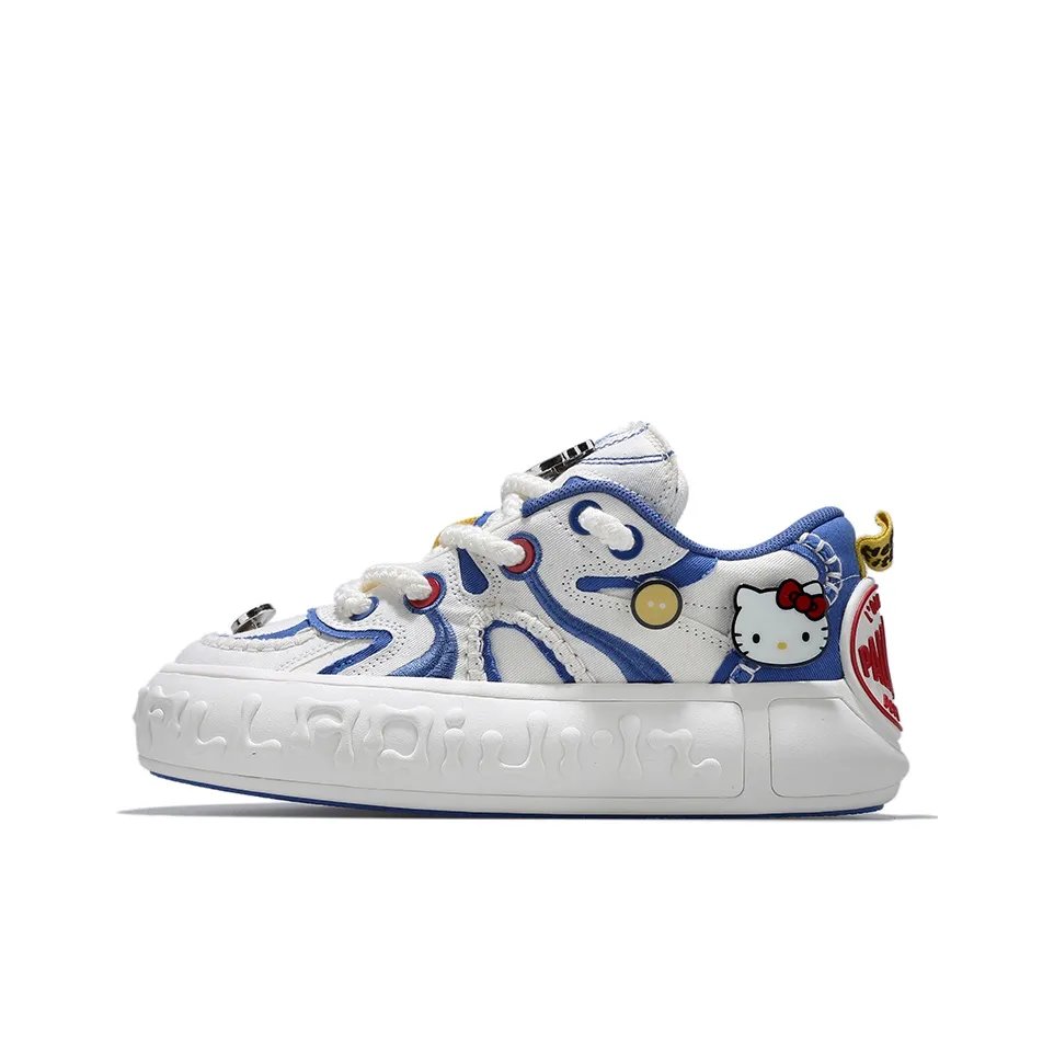 Hello Kitty x Palladium Low Top Skateboard Shoes Lace Up Shoes Women
s Blue Red