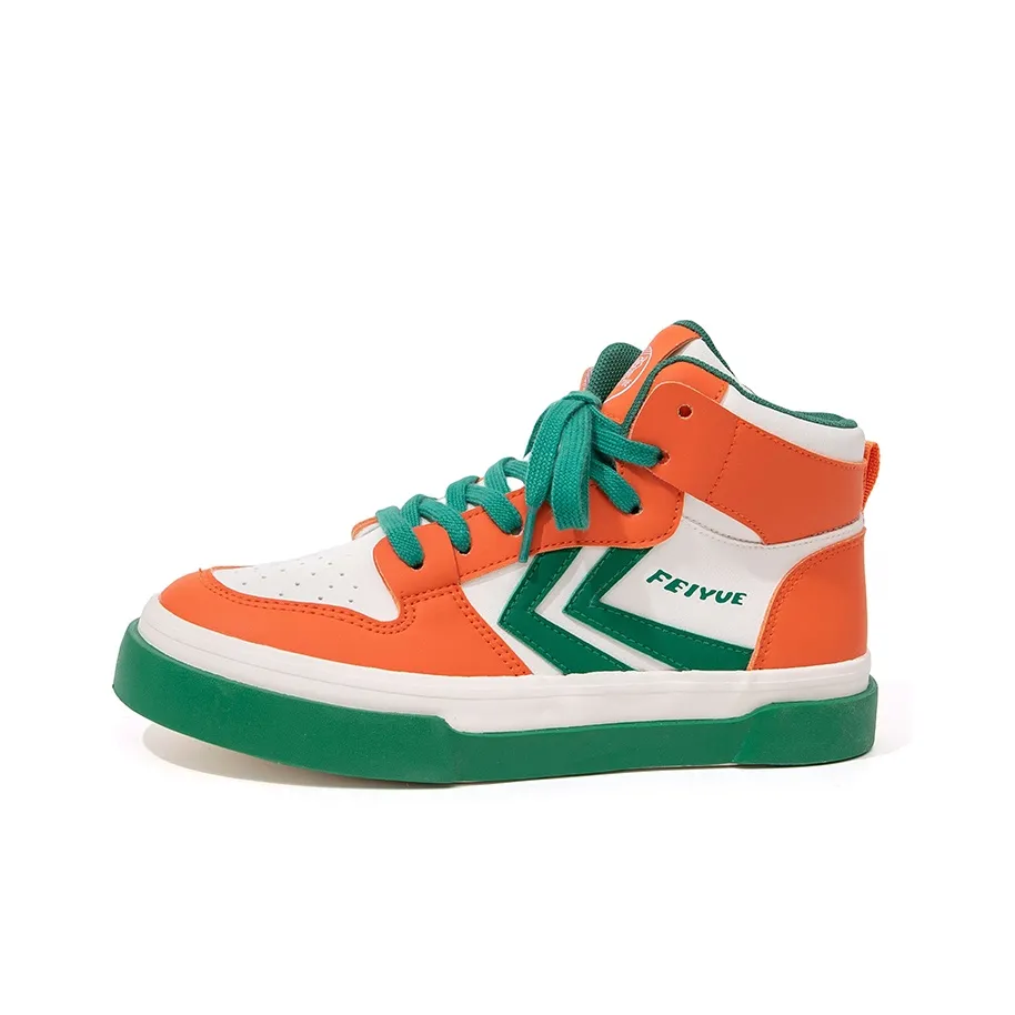 Feiyue Устойчивые к истиранию Дышащие Высокие Кроссовки для скейтбординга Женские Бежево-оранжевые Зеленые