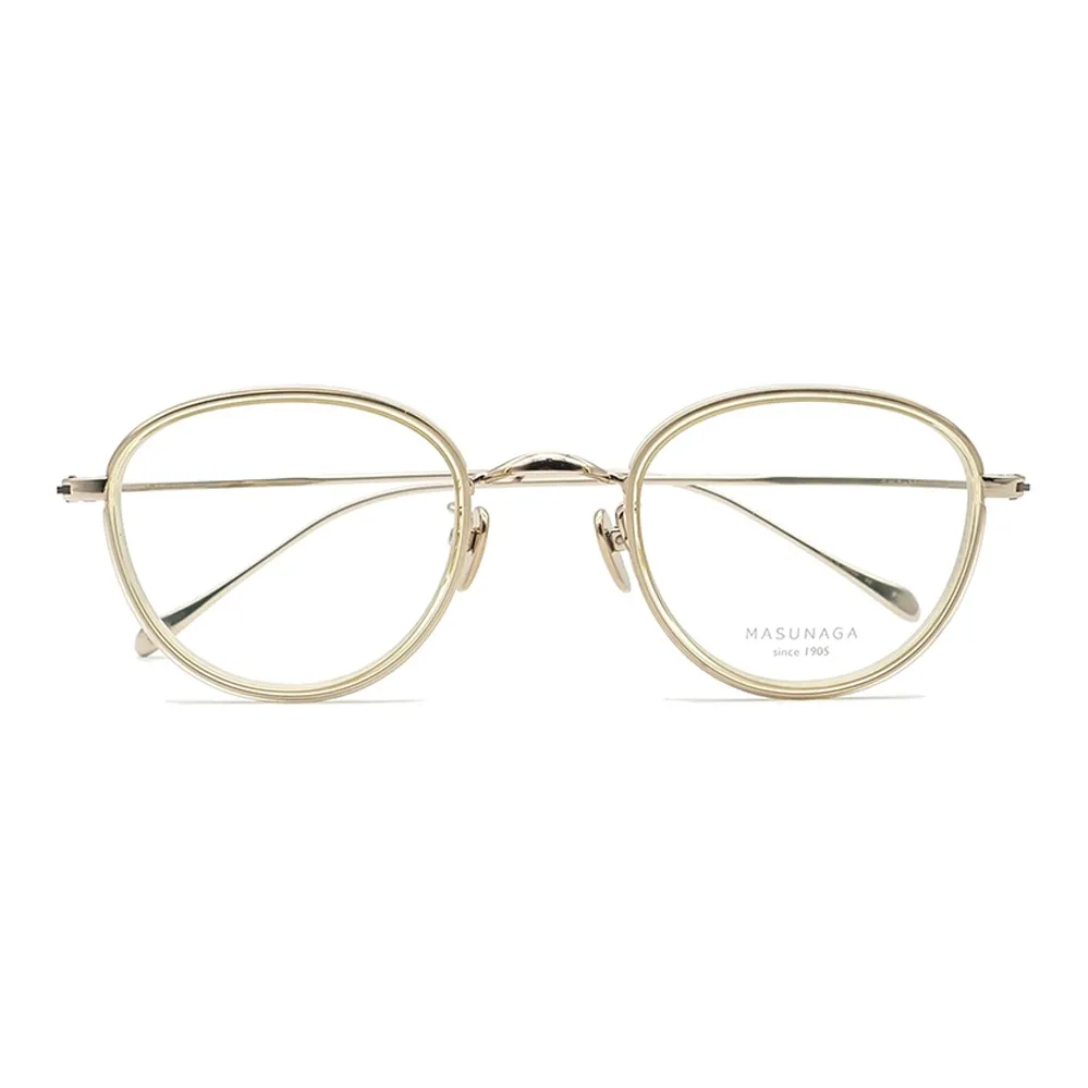 MASUNAGA Plate Frame Titanium Irregular Shape Eyeglass Frames Unisex Multicolor