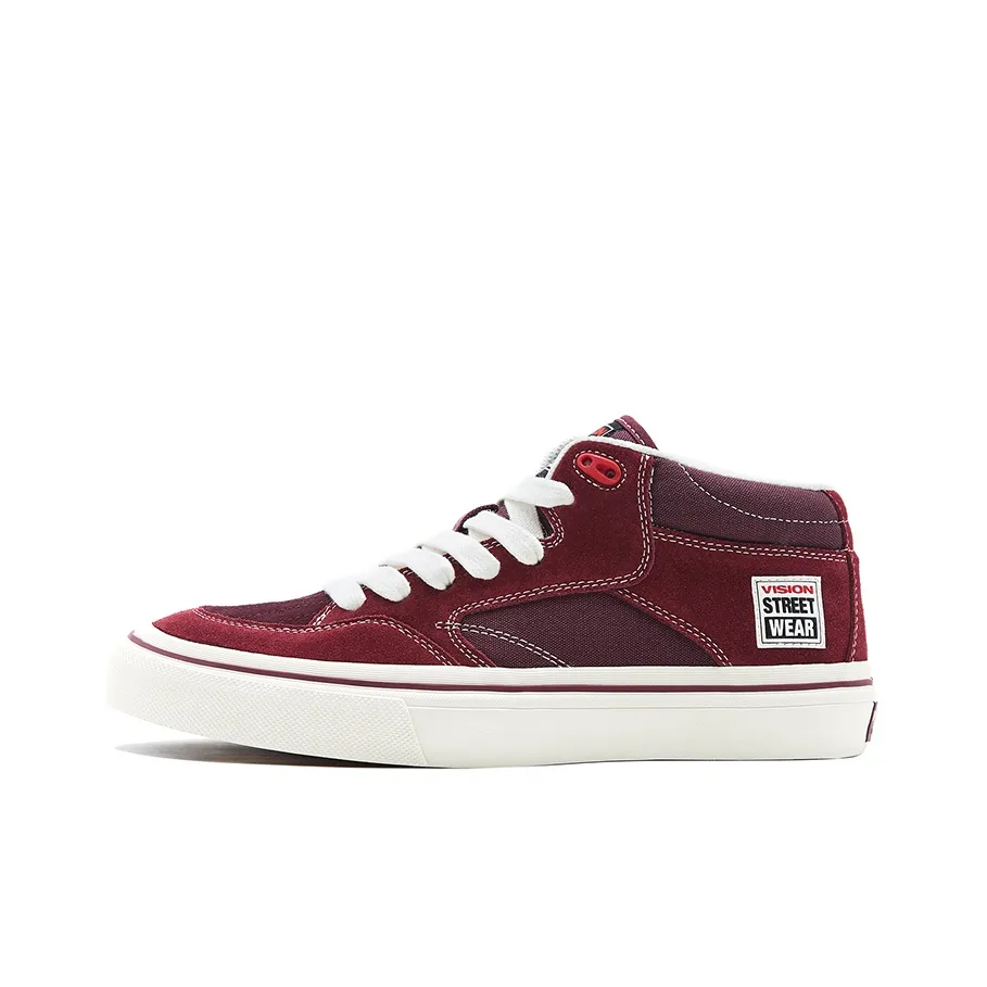 Vision Street Wear Concave Mid Top Skateboard Shoes Unisex Bordeaux Red