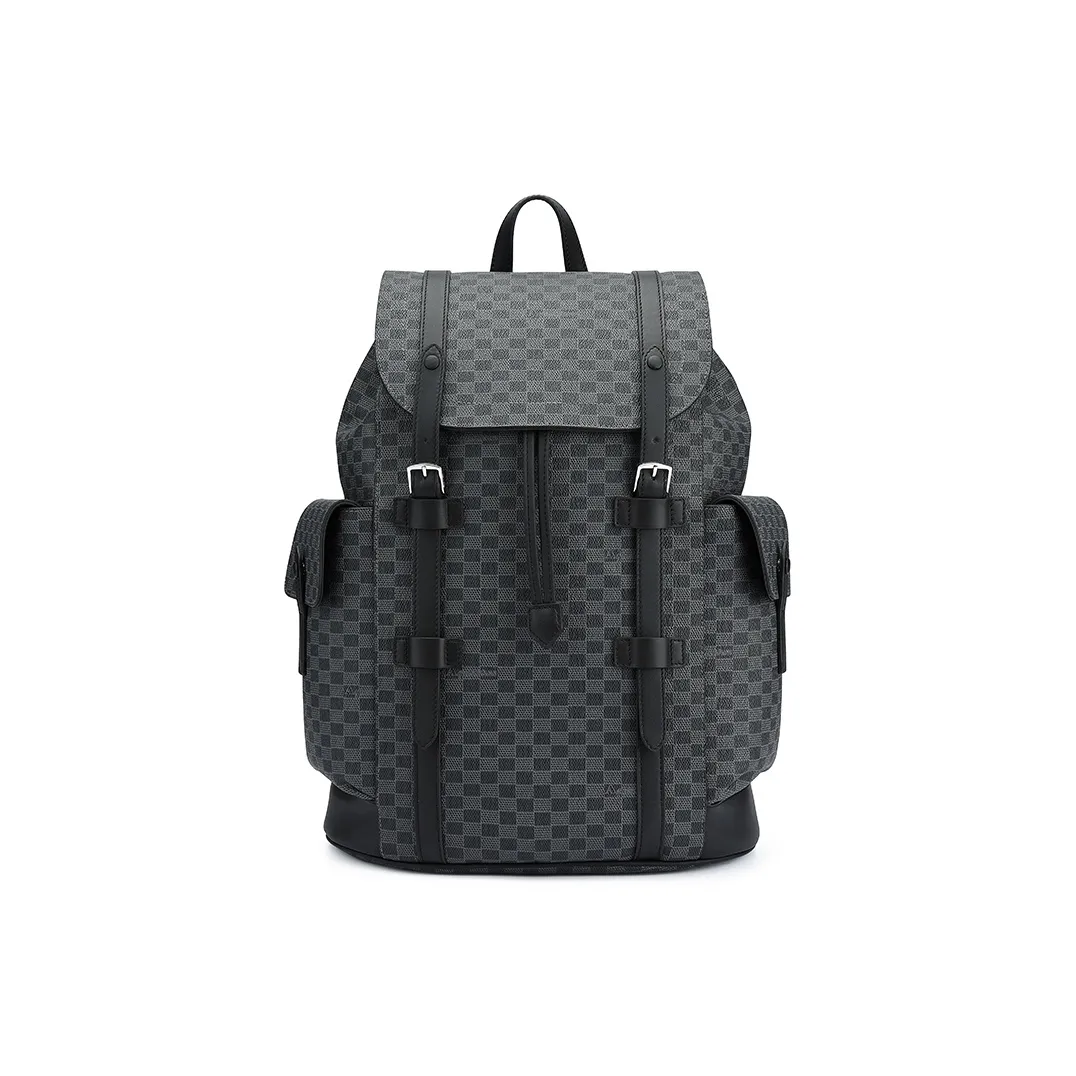 AQUASCUTUM Рюкзак из коровьей кожи мужской черный серый цвет темно-синий