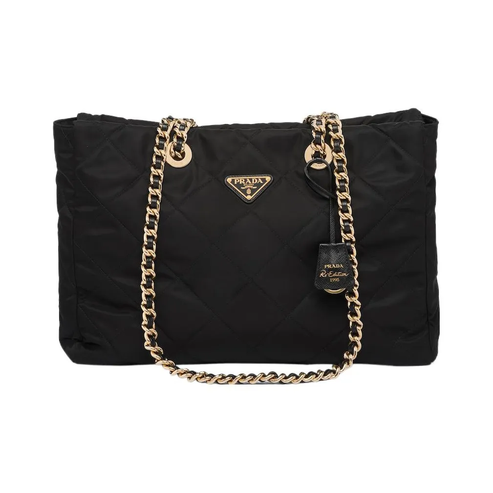 PRADA Re Edition Recycled Nylon Parachute Tote, Shopping Bag, Shoulder Bag Tubas Women's Black
