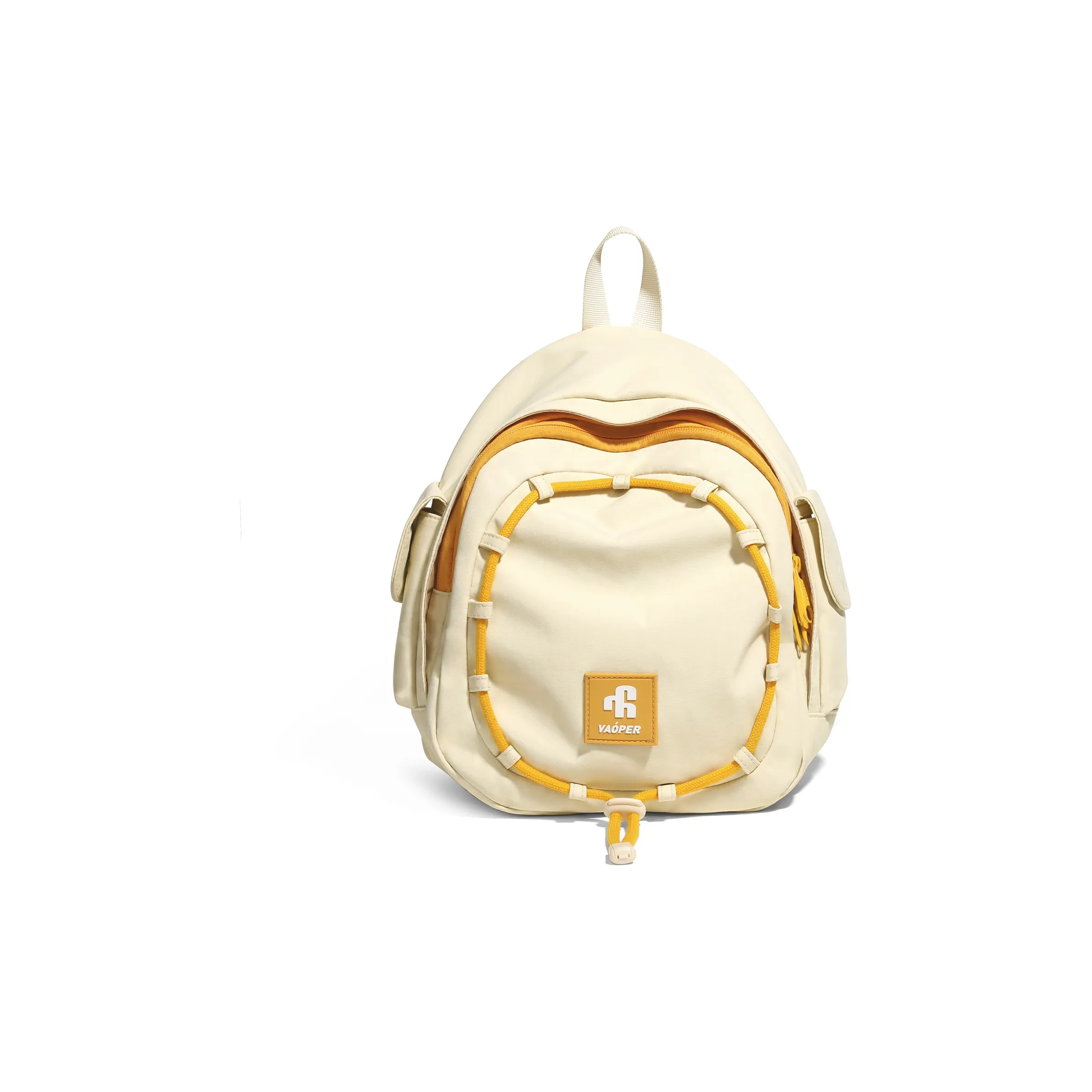 VAOPER Polyester Backpack, Small Backpack, Double Shoulder Bag Small Size Women's Cream Yellow/Marine Blue