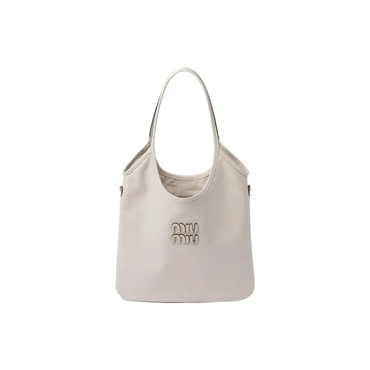 MIU MIU Leather Tote Bag, Shopping Bag, Handbag Women's Chalk White