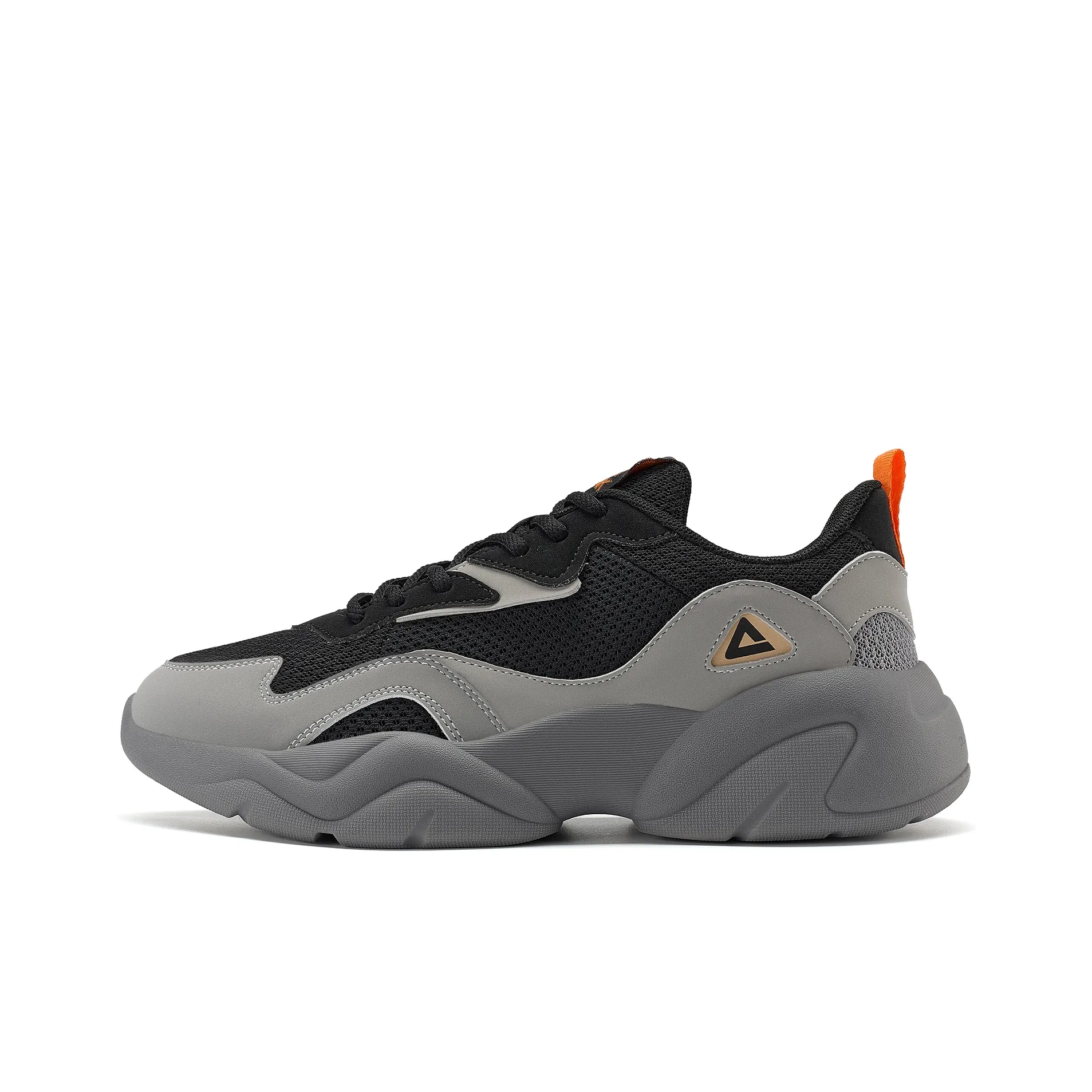 PEAK Sea Cushioning Height Increasing Wear Resistant Breathable Slip Resistant Low Top Casual Shoes Men's Black Gray