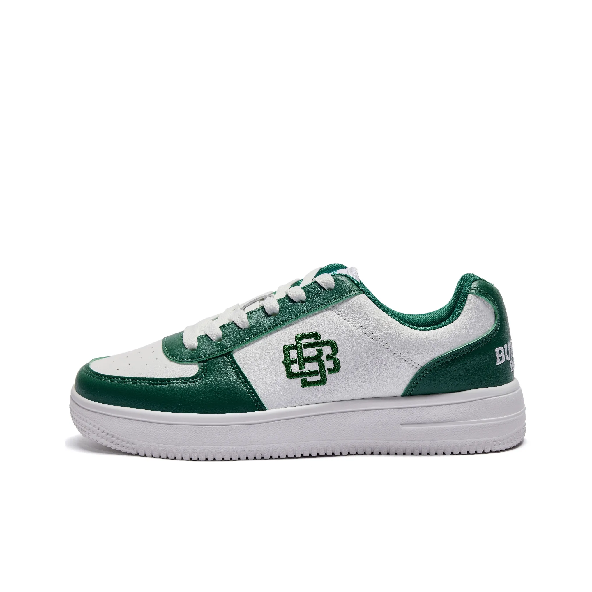 BUFFALO BOUND Wear Resistant Breathable Slip Resistant Low Top Sports Skateboard Shoes Unisex White Green