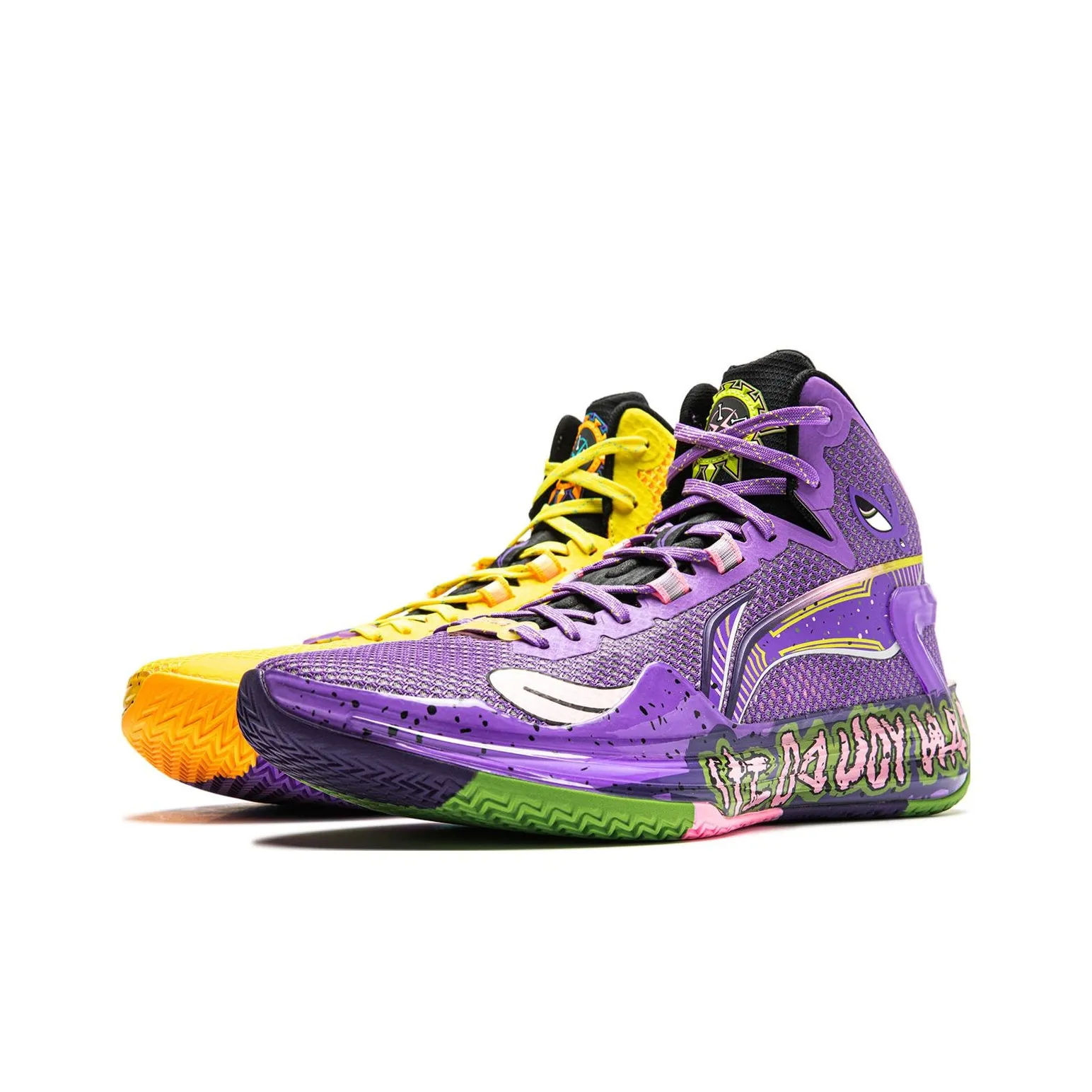 LINING Liren 4 Баскетбольные кроссовки MID Топ Фиолетово-желтый Мужской