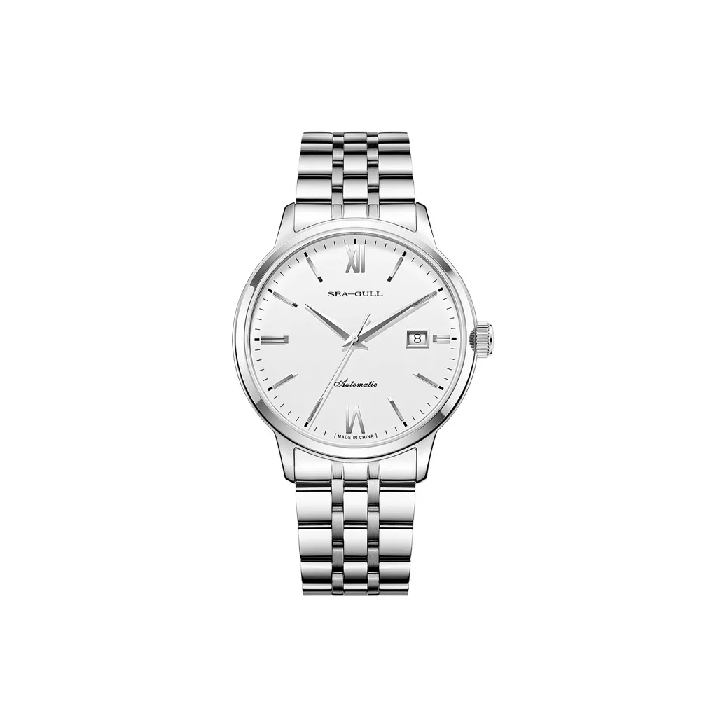 Sea Gull National Collection Automatic Mechanical Movement Steel Strap Watch Men's Watches White Dial