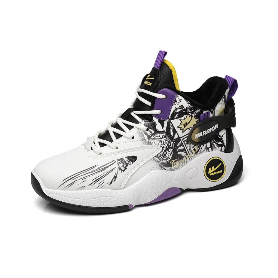 WARRIOR Vintage Basketball Shoes Men's High Top White Black Purple
